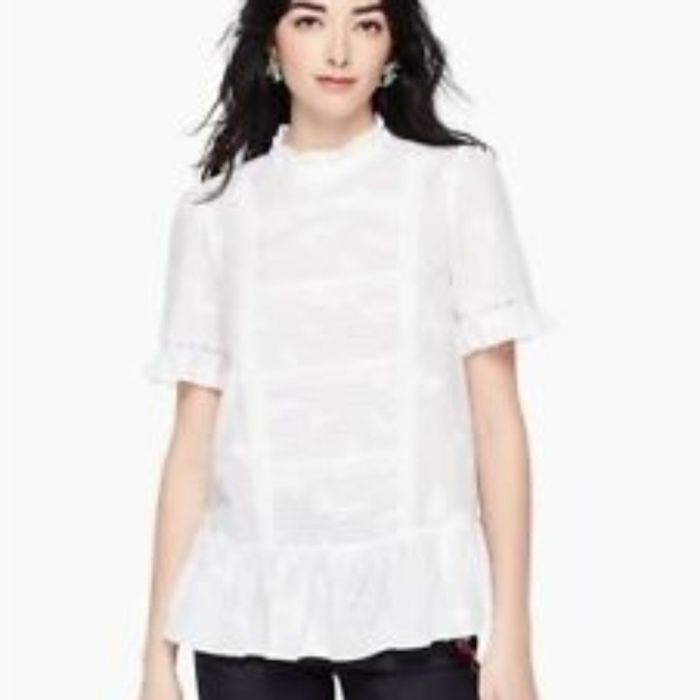 NWOT Kate Spade white butterfly blouse